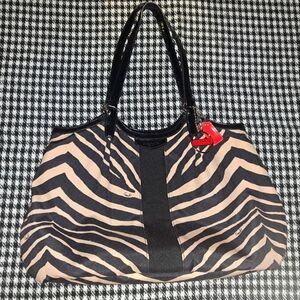 Coach Zebra Print Tote in Black and Tan